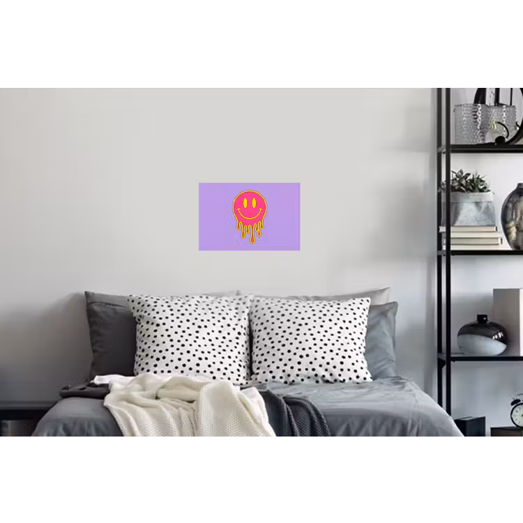 Smiley - Drip - Neon Muursticker klein -slaapkamer