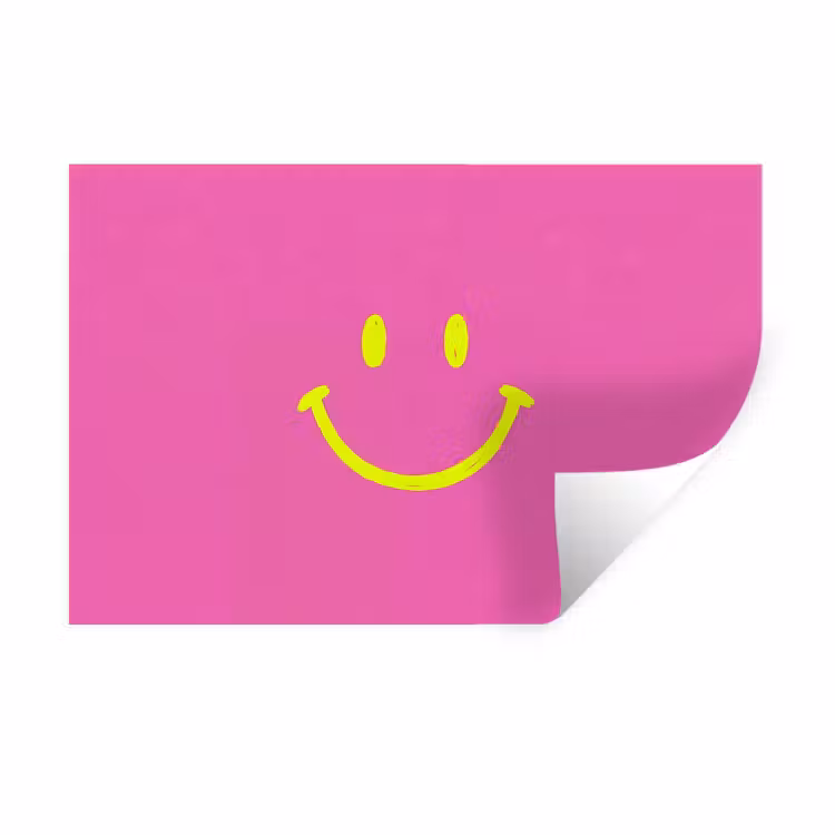 Smiley - Vrolijk - Roze Muursticker klein -3d