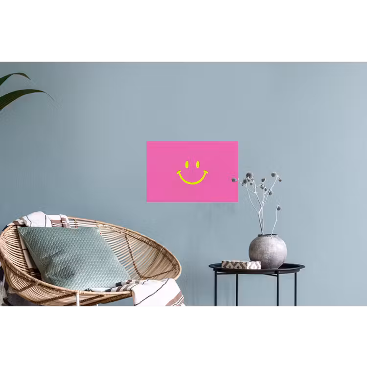 Smiley - Vrolijk - Roze Muursticker klein -plant