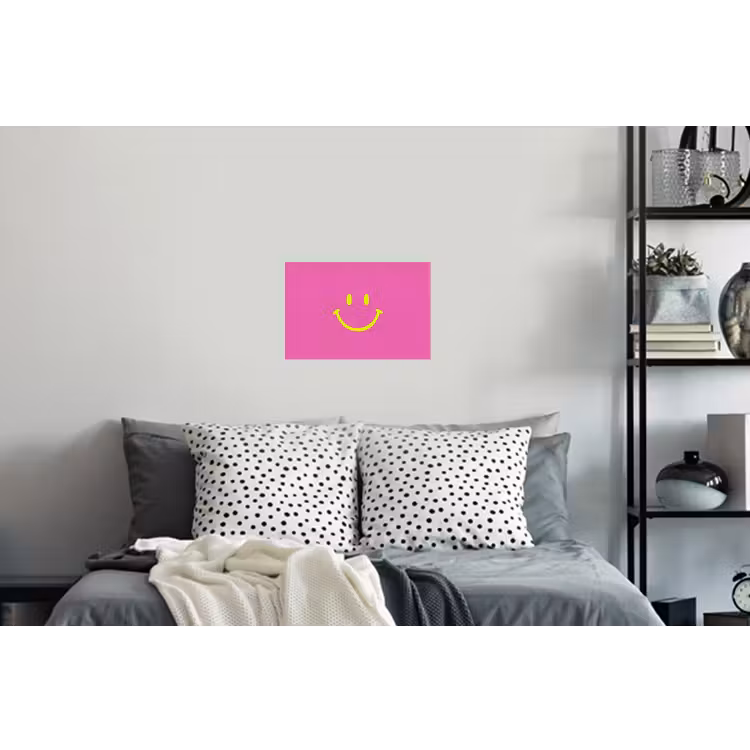 Smiley - Vrolijk - Roze Muursticker klein -slaapkamer