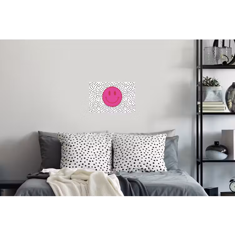 Smiley - Roze - Stippen Muursticker klein -slaapkamer