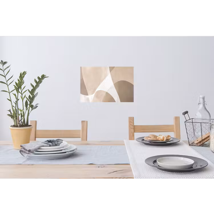 Vloeiende vlakken - Harmonieus - Golvend Muursticker klein -eettafel
