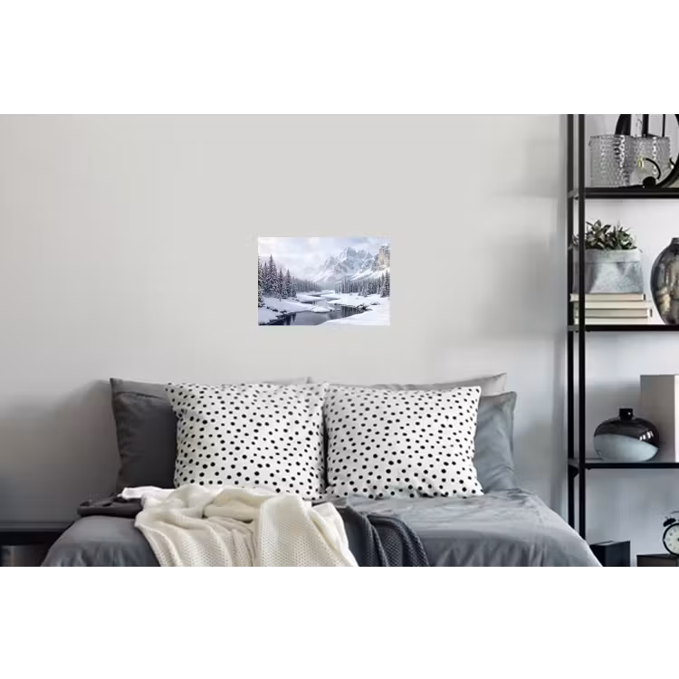 Sneeuwlandschap - Bergen - Rivier - Winter Muursticker klein -slaapkamer