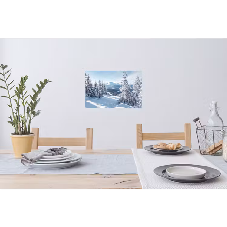 Sneeuw - Winter - Landschap - Bergen Muursticker klein -eettafel