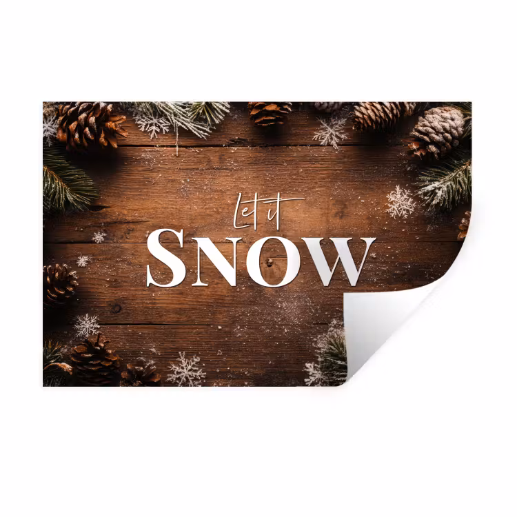 Sneeuw - Houtlook - Quote - Let it snow Muursticker klein -3d