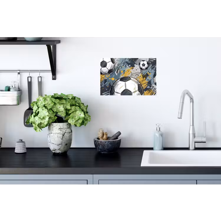 Voetbal - Abstract - Sport - Kleurrijk Muursticker klein -keuken