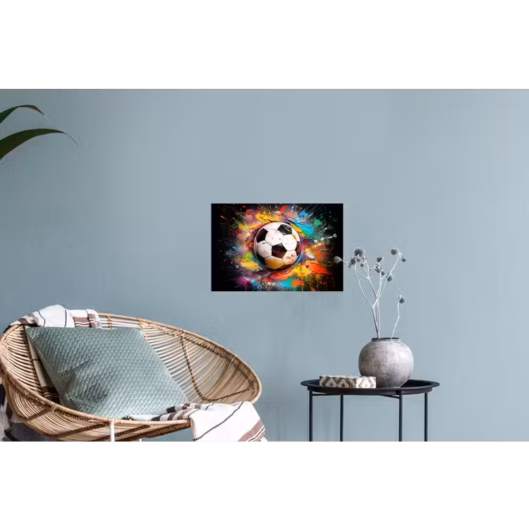Voetbal - Verf - Kleuren - Zwart - Wit Muursticker klein -plant