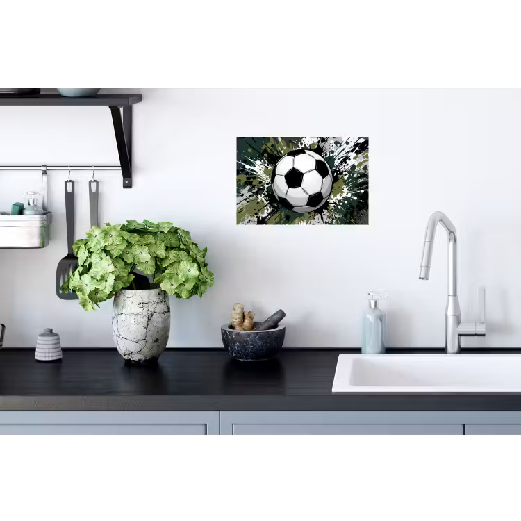 Voetbal - Verf - Spetters - Groen Muursticker klein -keuken