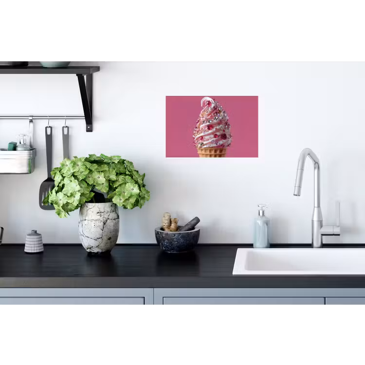 Softijs - Edelstenen - Roze - Hoorntje Muursticker klein -keuken