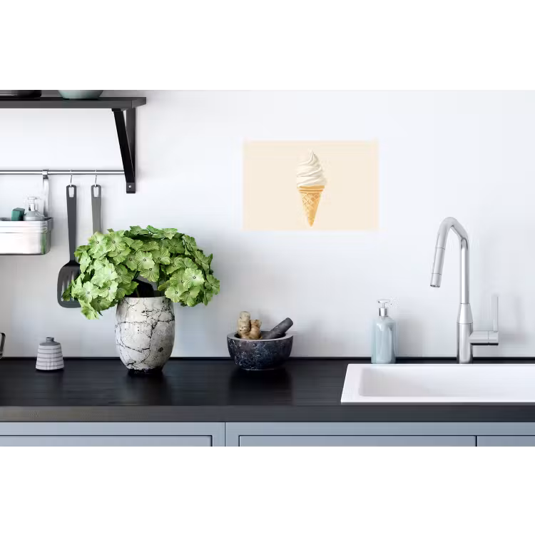 Softijs - Hoorntje - Wit Muursticker klein -keuken