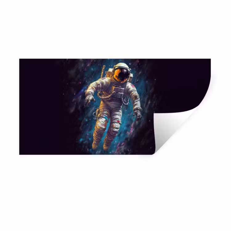 Ruimte - Neon - Astronaut - Sterren Muursticker klein -3d