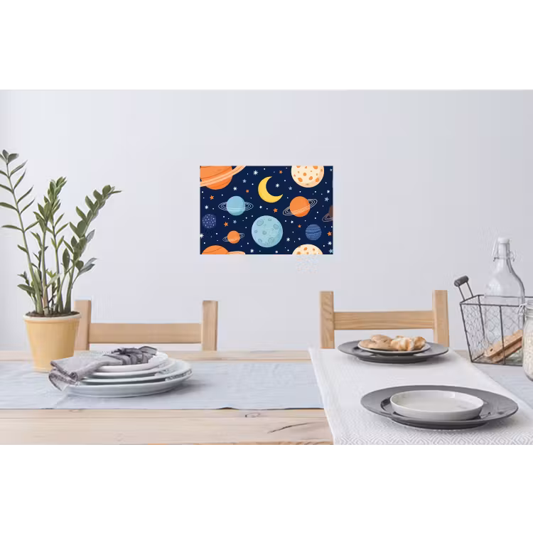 Ruimte - Planeten - Kleurrijk Muursticker klein -eettafel