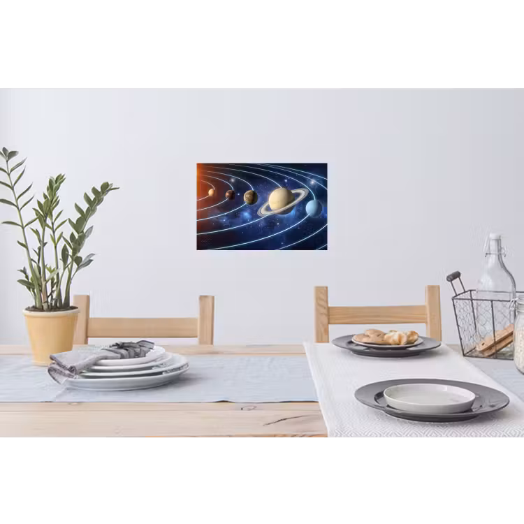 Ruimte - Zonnestelsel - Blauw Muursticker klein -eettafel