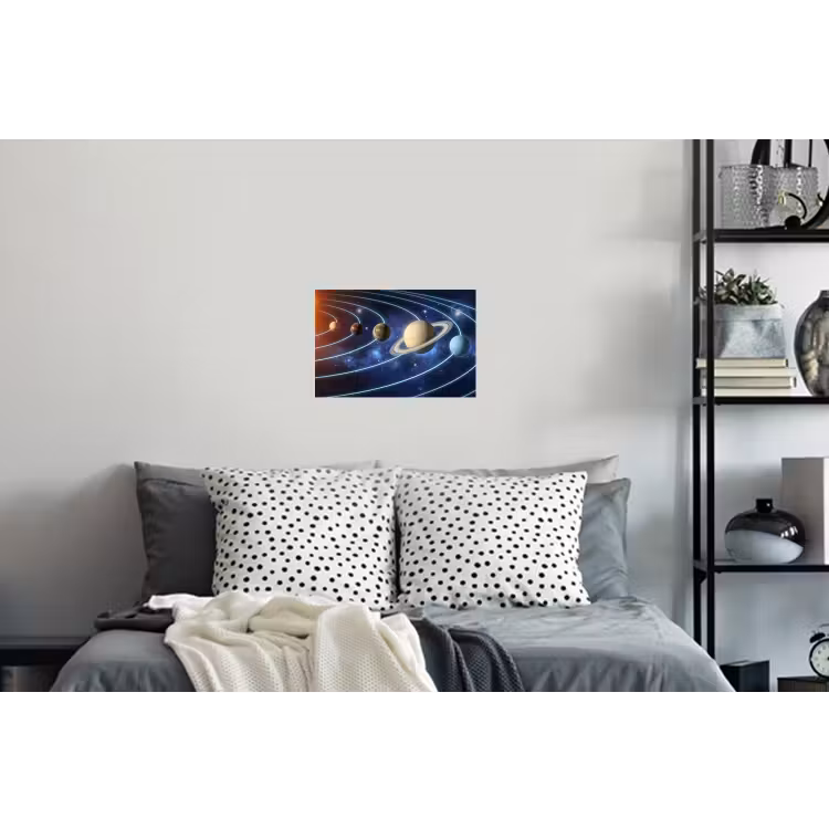 Ruimte - Zonnestelsel - Blauw Muursticker klein -slaapkamer
