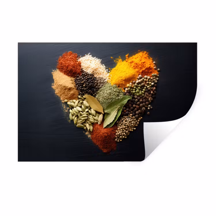 Specerijen - Mix - Hartvorm - Zwart Muursticker klein -3d