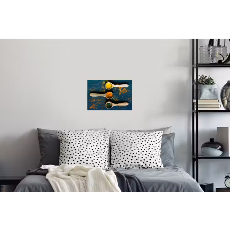 Specerijen - Lepel - Kruiden - Bruin - Geel - Groen Muursticker klein -slaapkamer