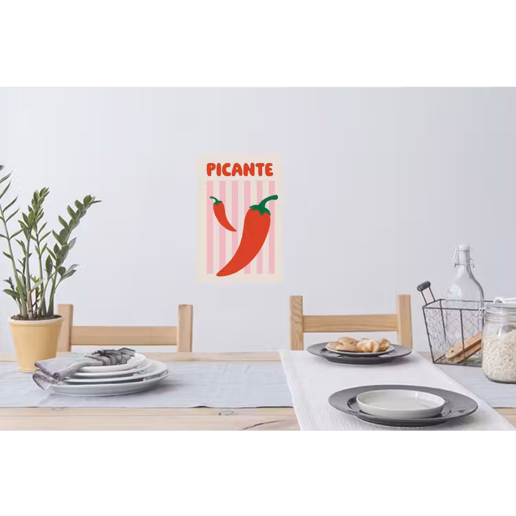 Pittig - Pepers - Rood Muursticker klein -eettafel