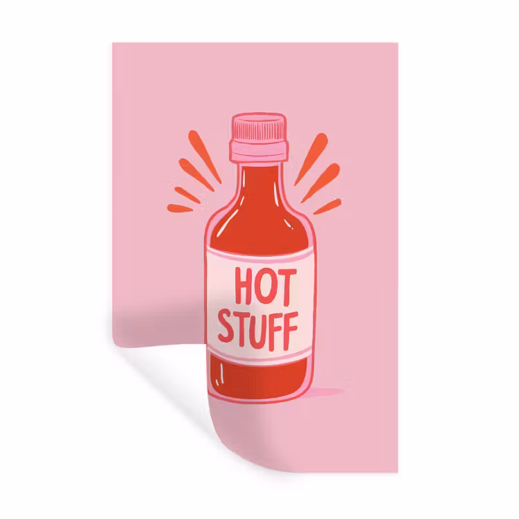 Pittig - Rood - Saus - Grafisch Muursticker klein -3d