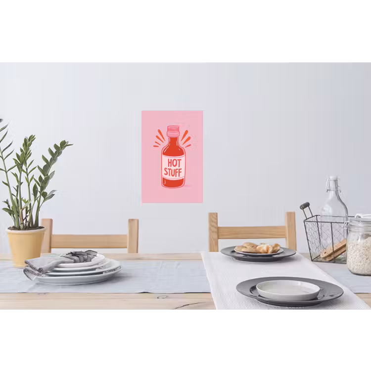 Pittig - Rood - Saus - Grafisch Muursticker klein -eettafel