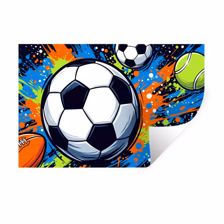 Sport - Ballen - Kleurrijk Muursticker klein -3d