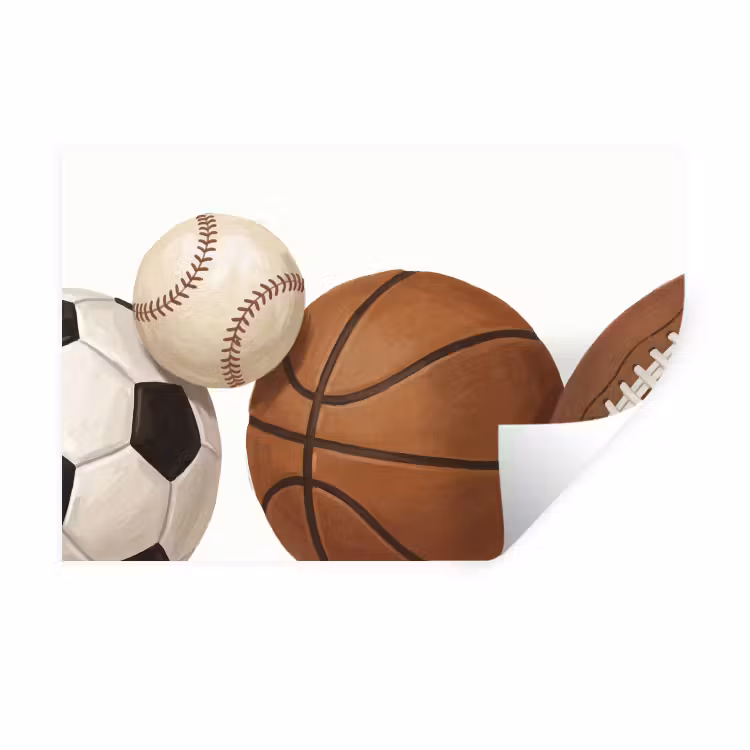 Sport - Ballen - Illustratie Muursticker klein -3d