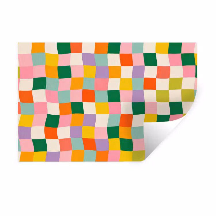 Vierkanten - Kleurrijk - Golvend Muursticker klein -3d