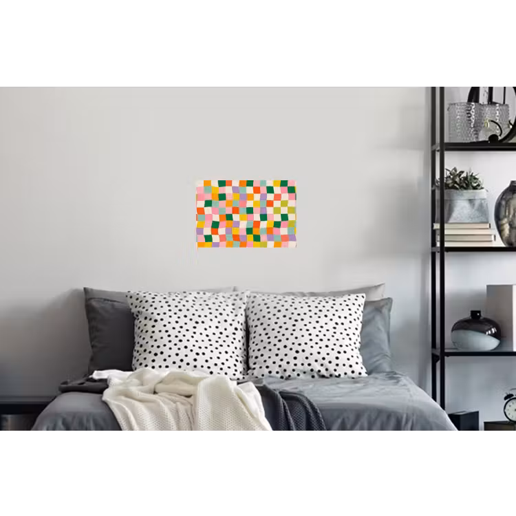 Vierkanten - Kleurrijk - Golvend Muursticker klein -slaapkamer
