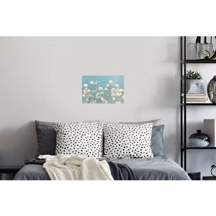 Stengels - Bloemen - Lucht - Wit Muursticker klein -slaapkamer