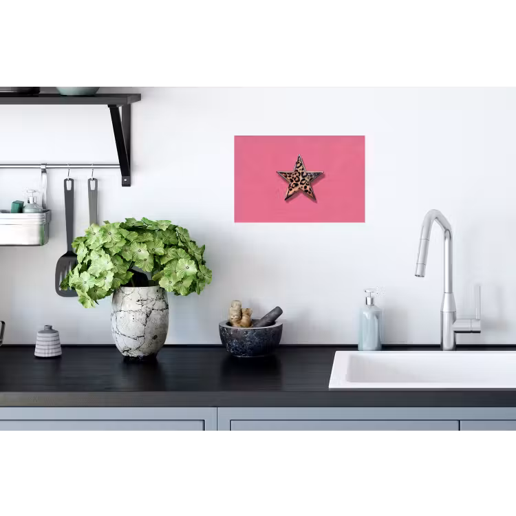 Ster - Luipaard - Print - Roze Muursticker klein -keuken