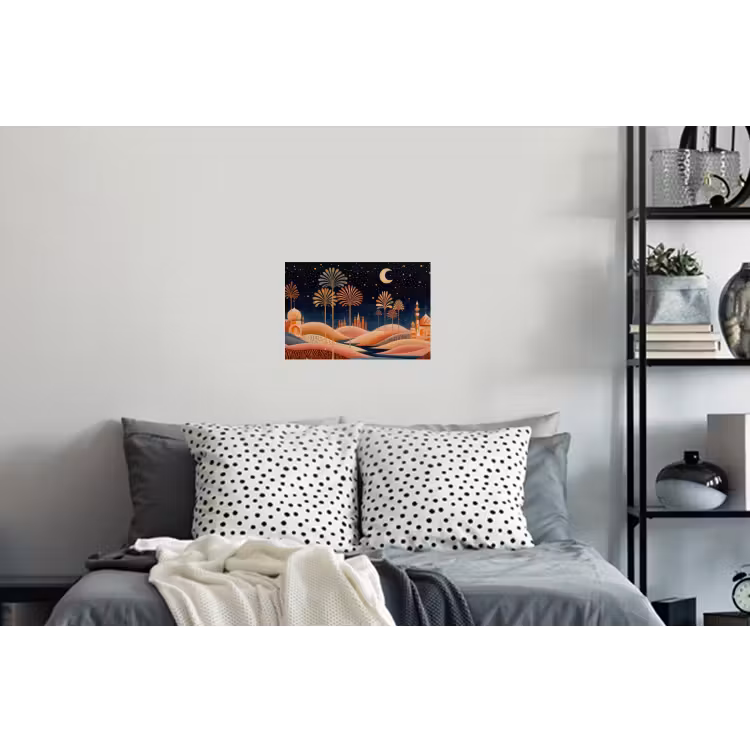 Sterrenhemel - Palmen - Rivier Muursticker klein -slaapkamer