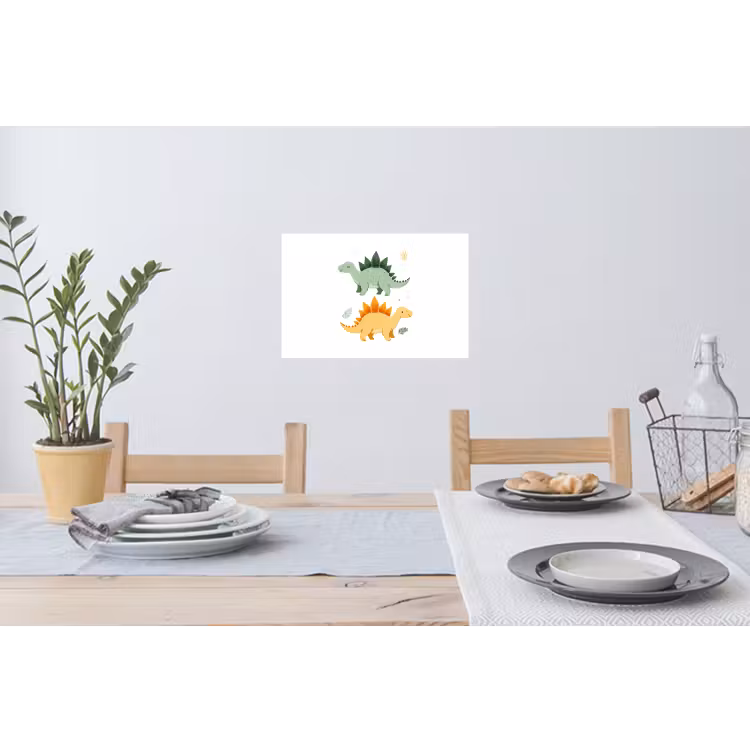 Sterren - Stegosaurussen - Blaadjes - Groen Muursticker klein -eettafel