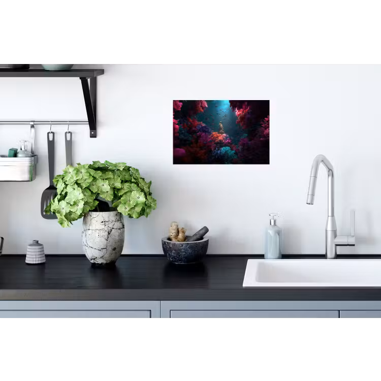 Standbeeld - Zeebodem - Koraal - Kleurrijk Muursticker klein -keuken