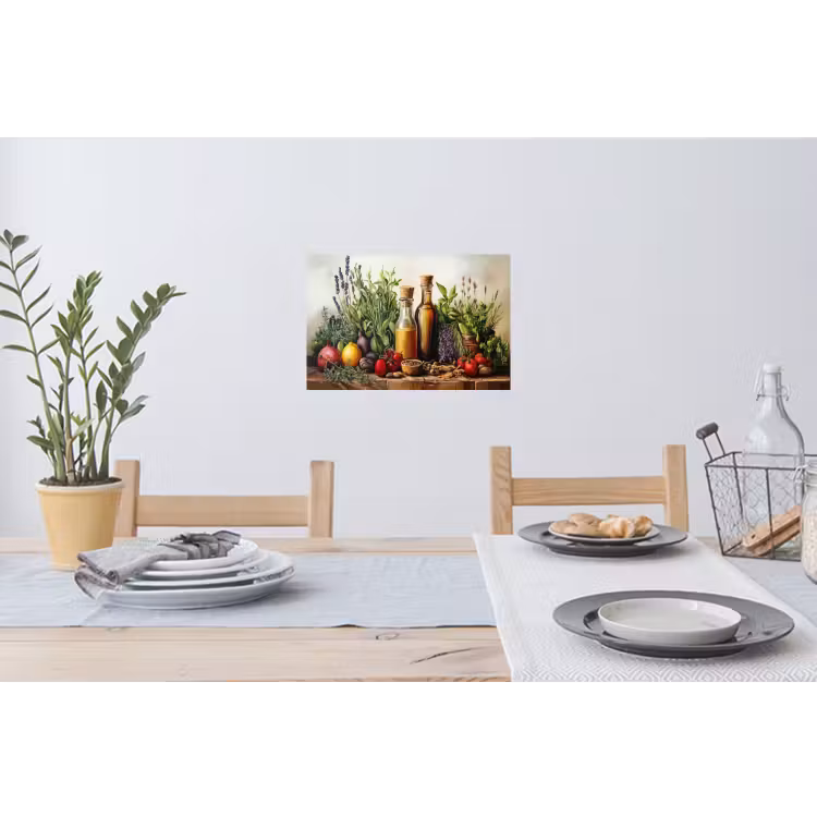 Stilleven - Kruiden - Specerijen - Fruit - Kleurrijk Muursticker klein -eettafel