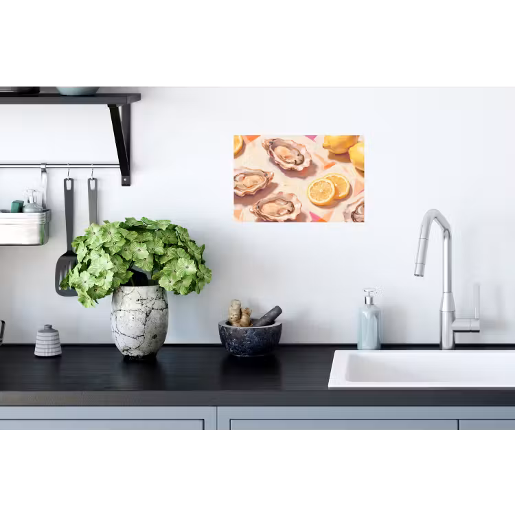 Stilleven - Citroenen - Oesters - Abstract - Oranje Muursticker klein -keuken