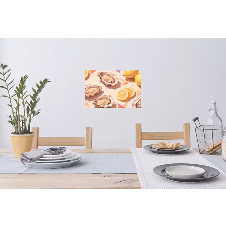 Stilleven - Citroenen - Oesters - Abstract - Oranje Muursticker klein -eettafel