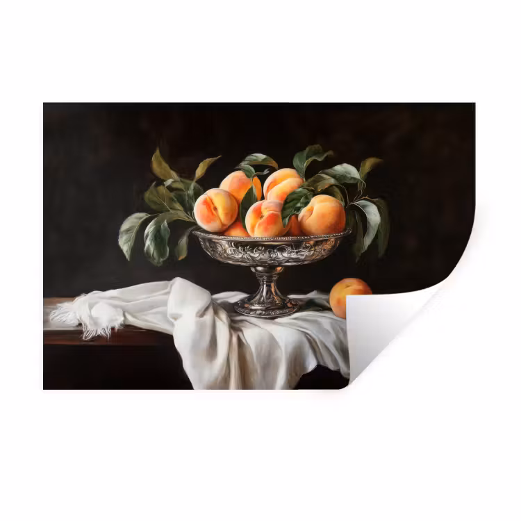 Stilleven - Perziken - Vintage Muursticker klein -3d