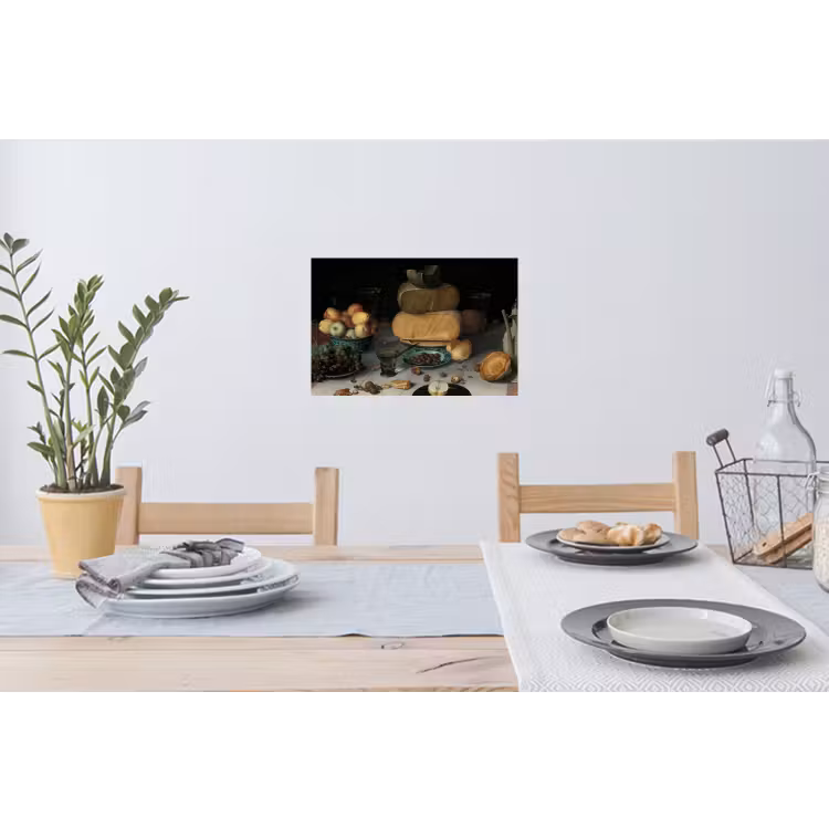 Stilleven met kazen - Schilderij van Floris Claesz. van Dijck Muursticker klein -eettafel