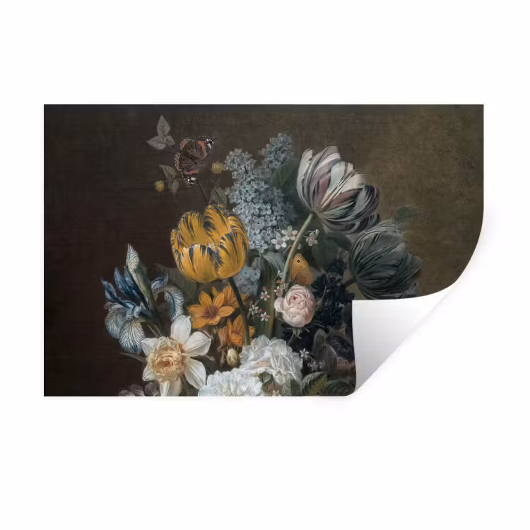 Stilleven met bloemen - Schilderij van Eelke Jelles Eelkema Muursticker klein -3d