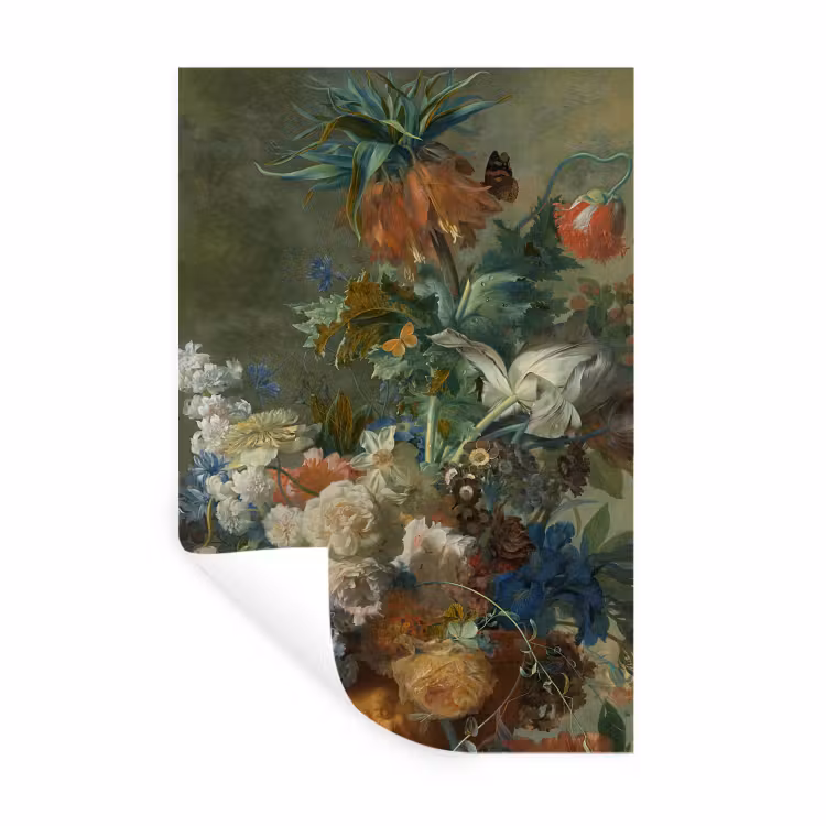 Stilleven met bloemen - Schilderij van Jan van Huysum Muursticker klein -3d