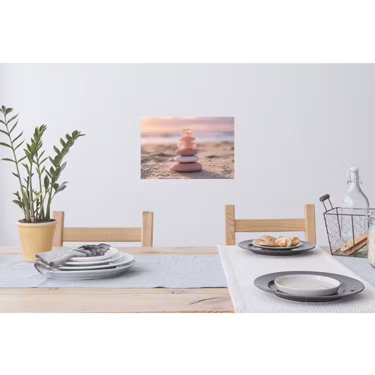 Stenen - Zand - Roze Muursticker klein -eettafel