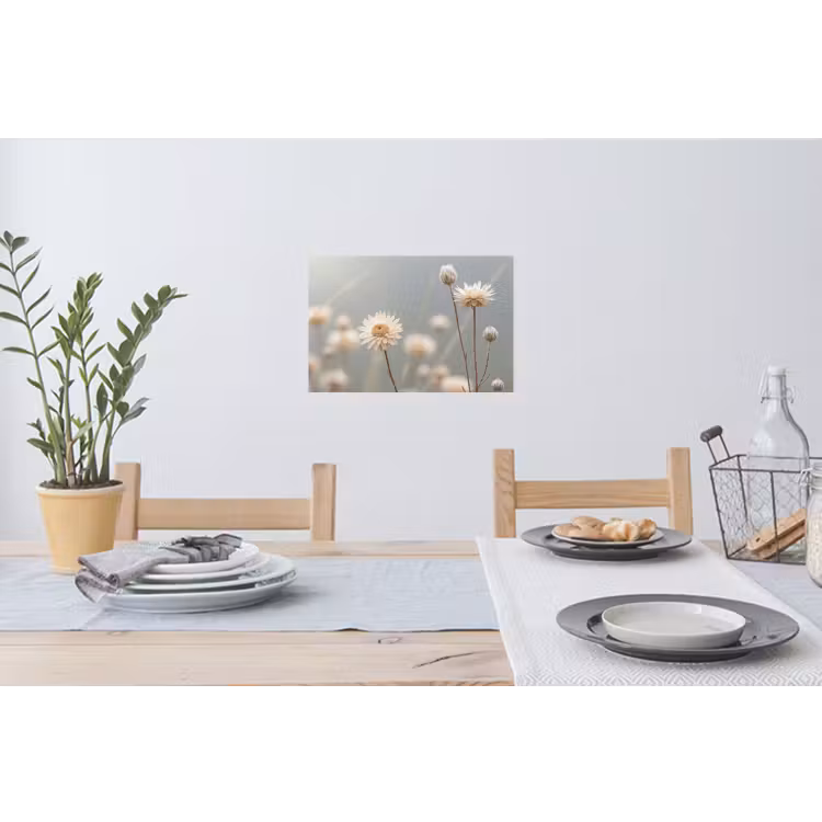 Strobloemen - Wit - Daglicht Muursticker klein -eettafel