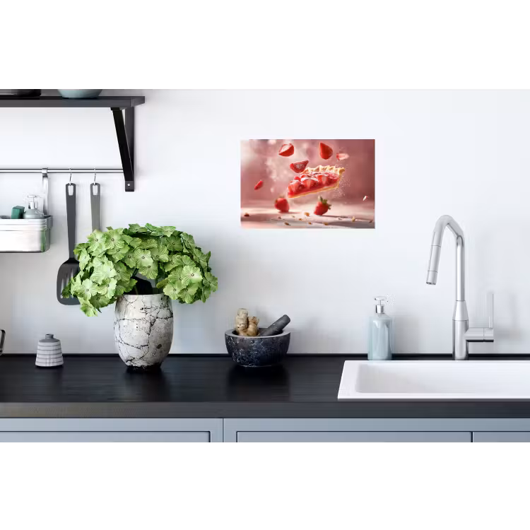 Aardbei - Taart- Eten - Roze Muursticker klein -keuken