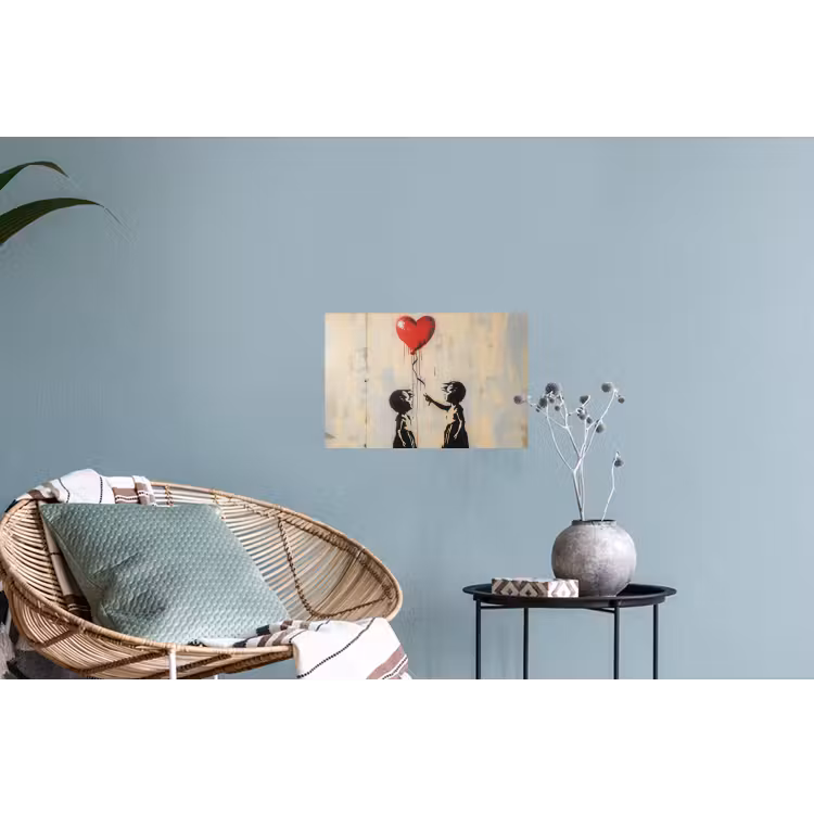 Street art - Banksy - Ballon - Graffiti - Retro Muursticker klein -plant