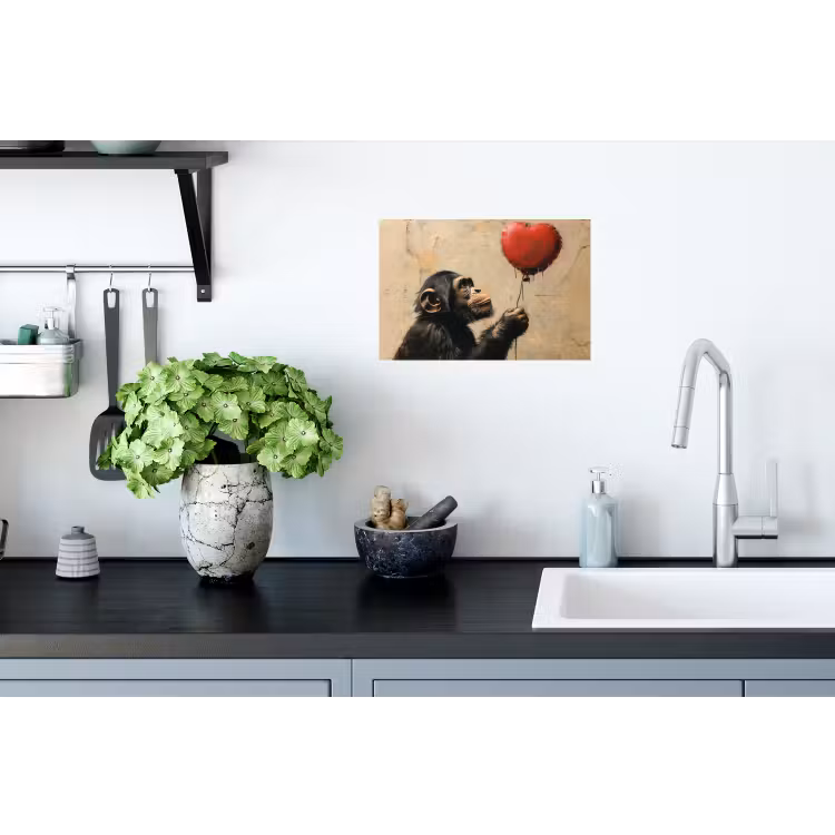 Street art - Chimpansee - Ballon - Graffiti - Banksy Muursticker klein -keuken