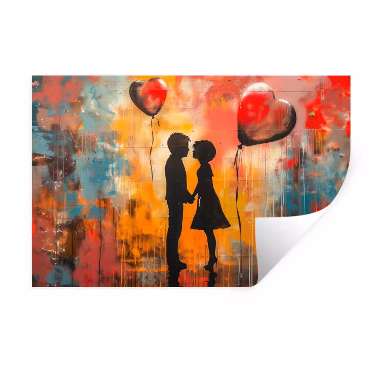 Street art - Liefde - Graffiti - Kunst - Banksy Muursticker klein -3d