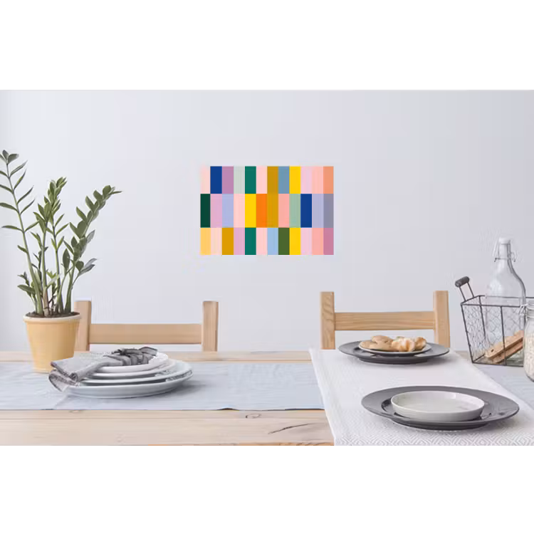 Stroken - Blauw - Patroon - Abstract Muursticker klein -eettafel