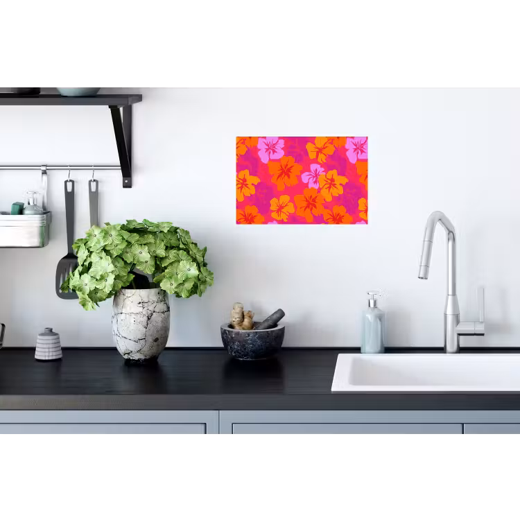 Zomers - Hibiscus - Kleurrijk Muursticker klein 286 -keuken