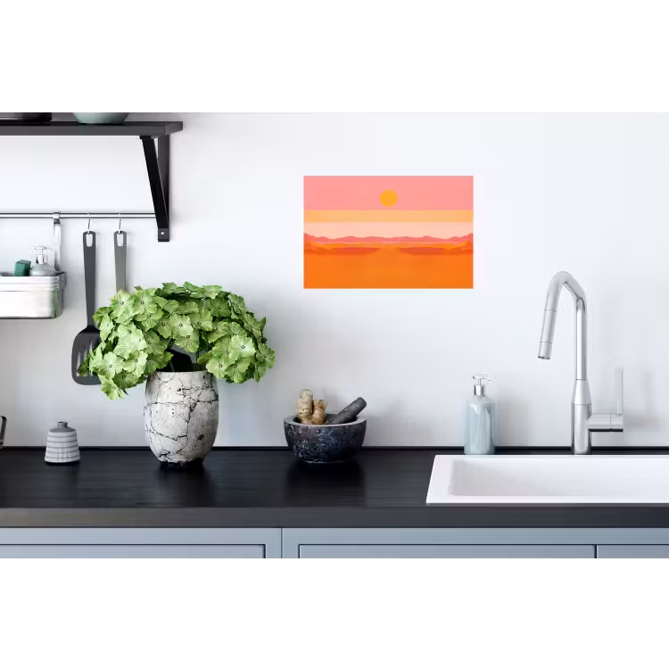 Zon - Abstract - Landschap - Oranje Muursticker klein -keuken