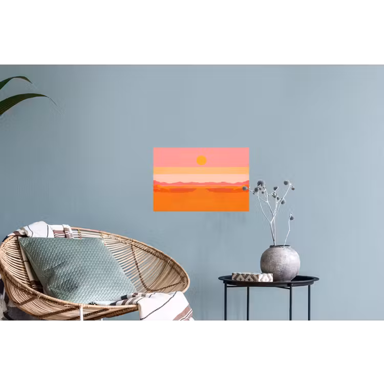Zon - Abstract - Landschap - Oranje Muursticker klein -plant