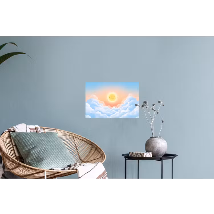 Zon - Vogels - Lucht - Natuur - Geel Muursticker klein -plant